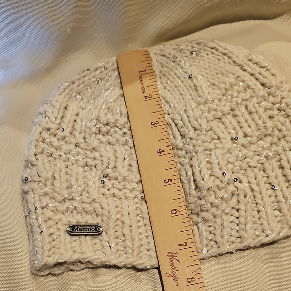 Marmot White Knit Beanie with Sequins - Picture 9 of 11